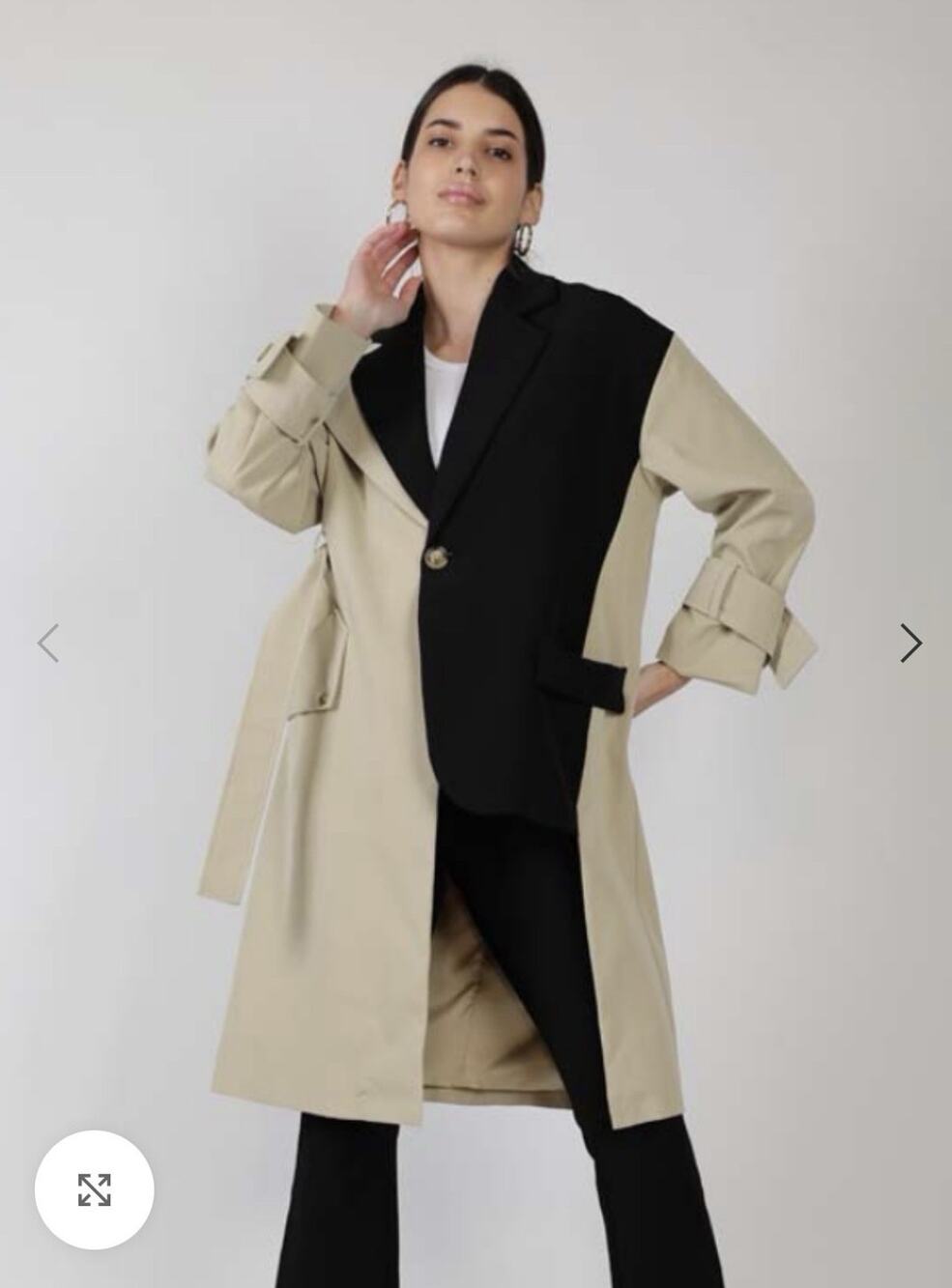REHAB LAB Asymmetrical Trench Coat Blazer Mix Khaki Black Women's Size S